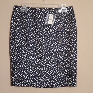 Talbots navy & white polka dot lined skirt size 8P